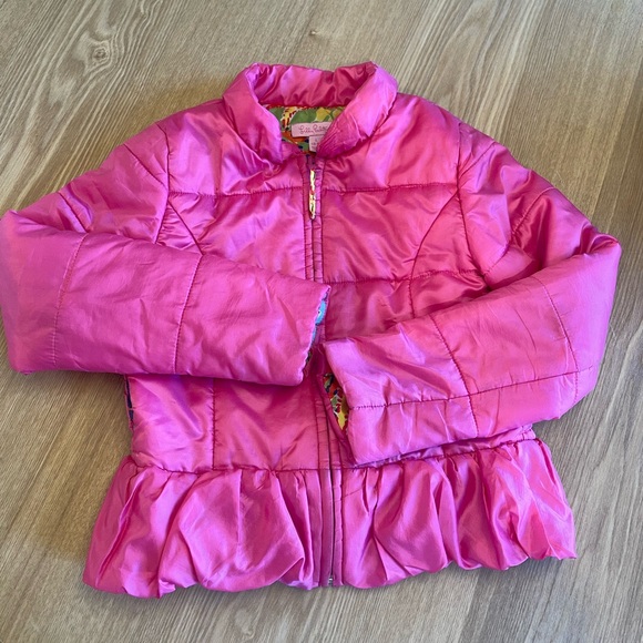 Lilly Pulitzer Kids Girl's Capri Pink Mini Kate Puffer Jacket L (8-10)